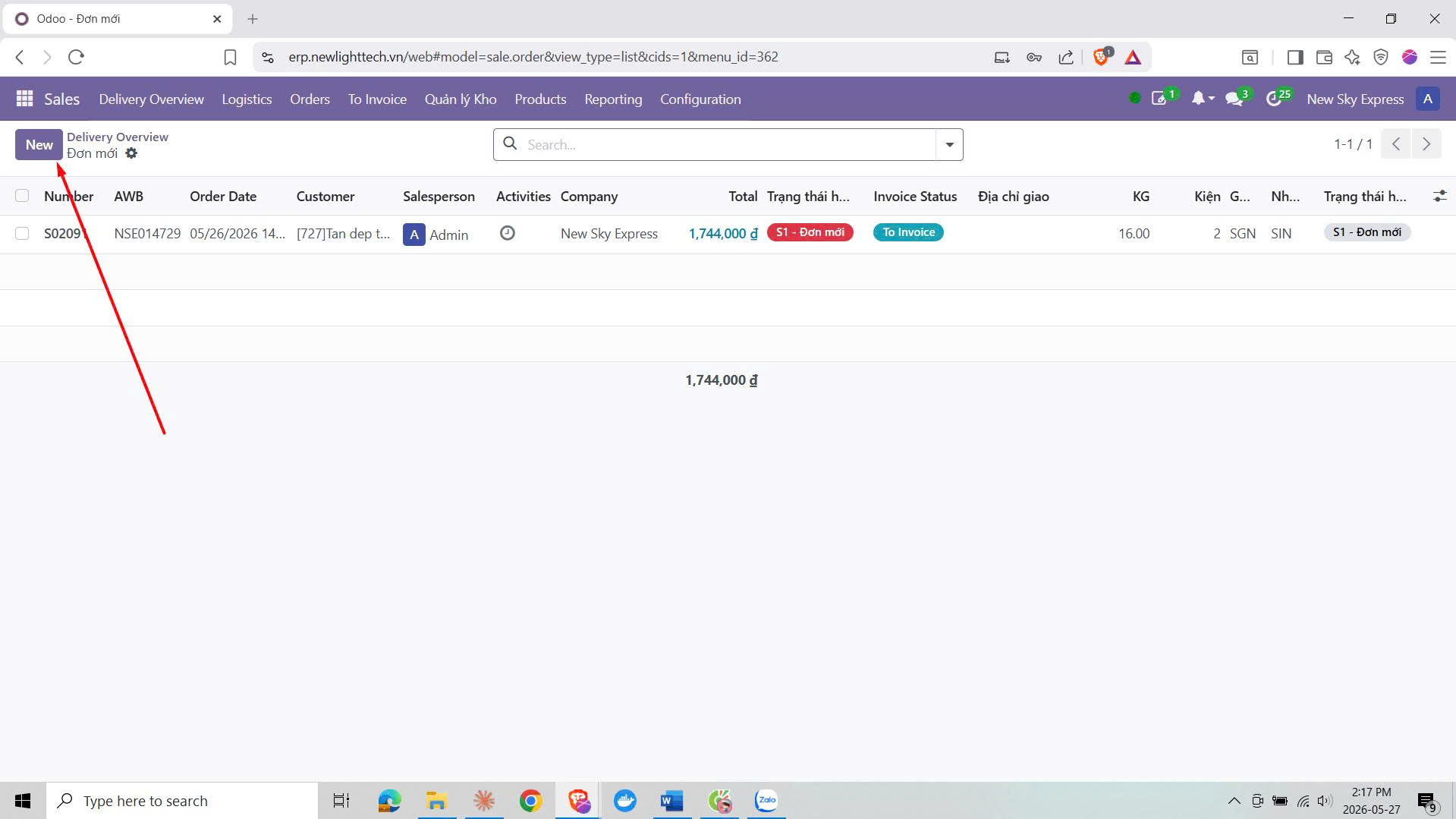 Delivery Overview trên Odoo
