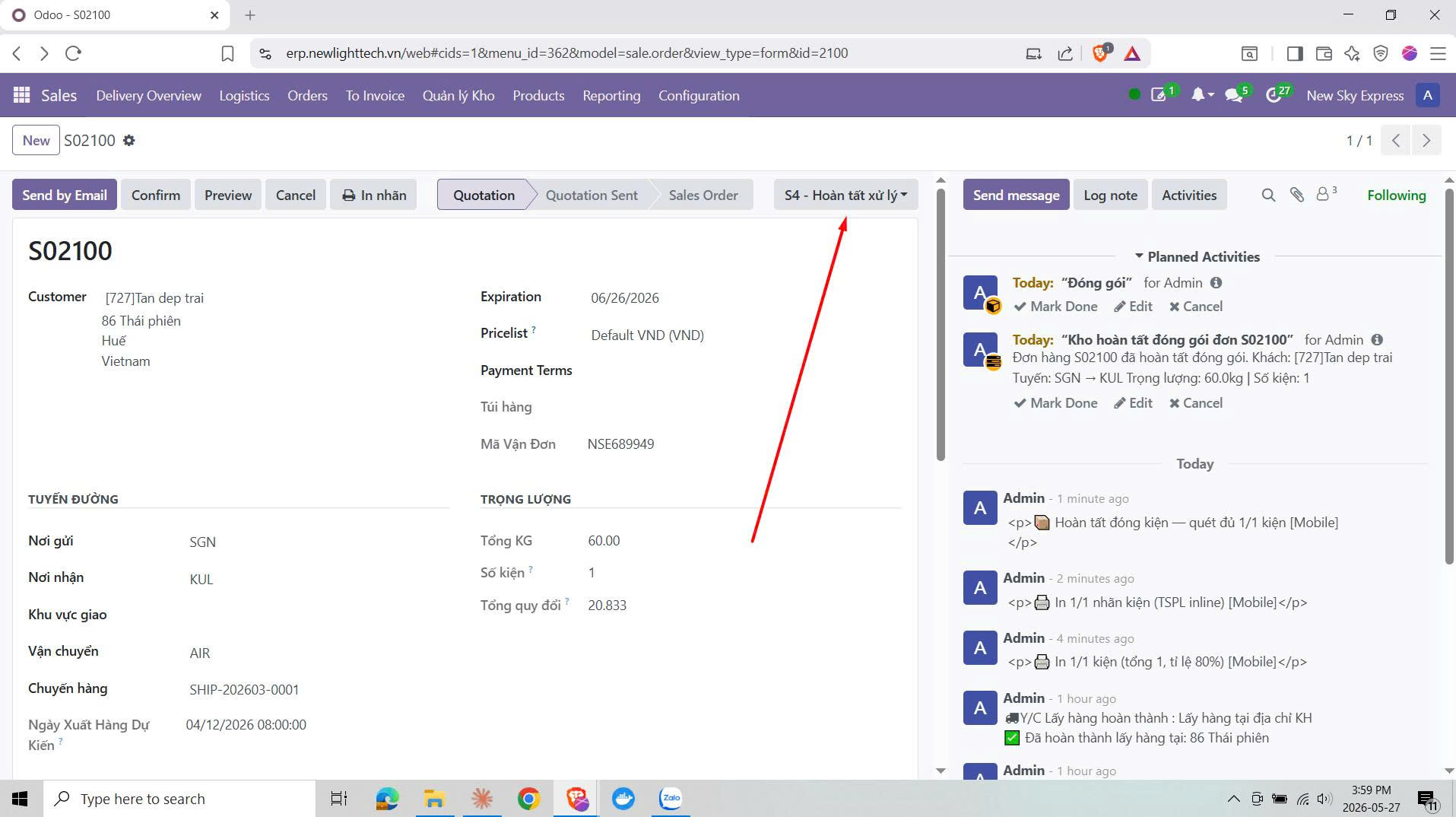 Odoo state S4 - Hoàn tất xử lý