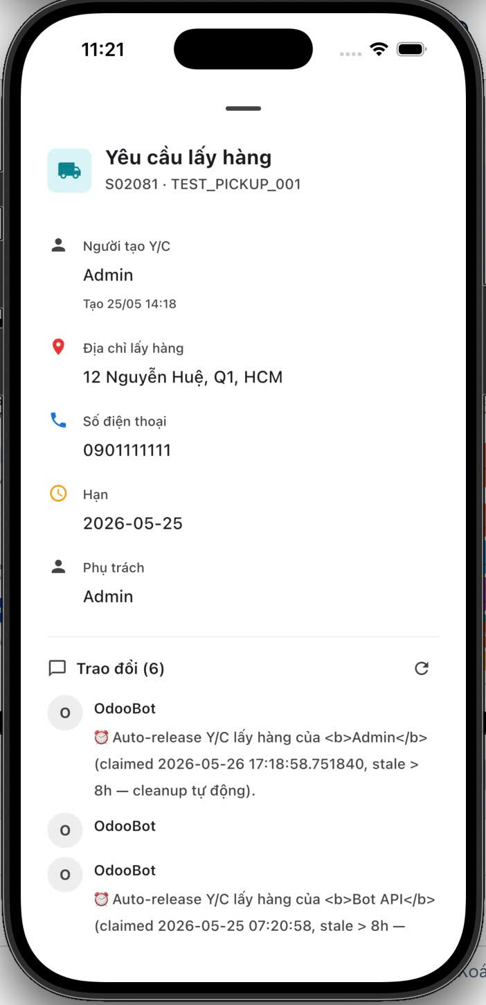 Chi tiết Y/C lấy hàng