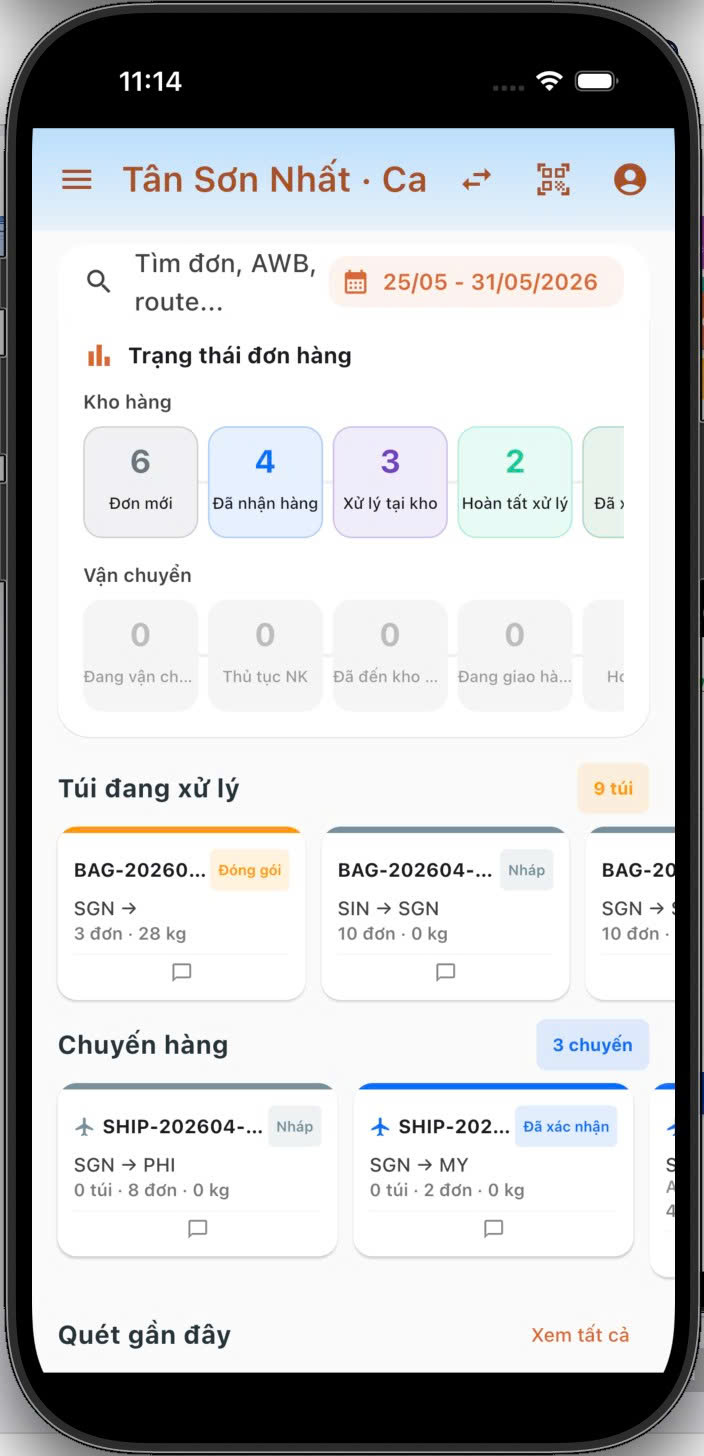 Chi tiết đơn trong túi