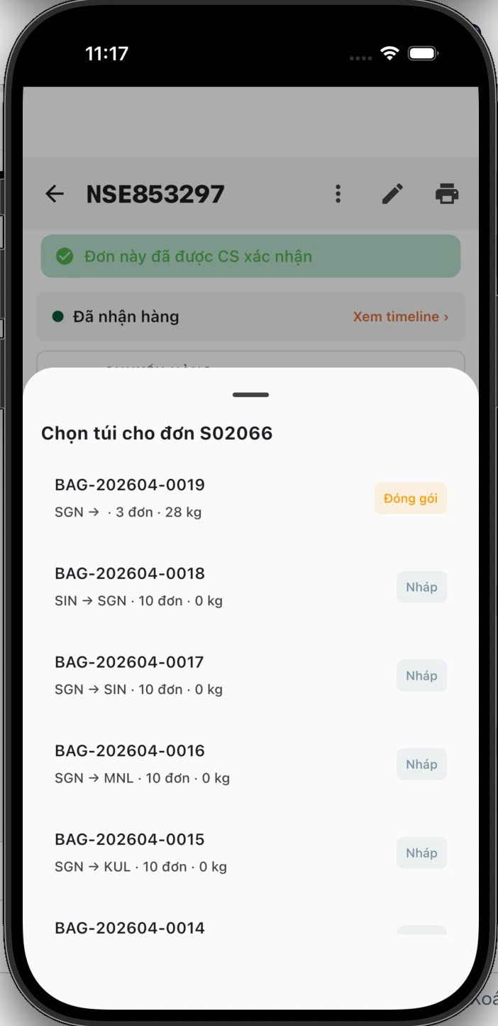 Chọn túi cho đơn