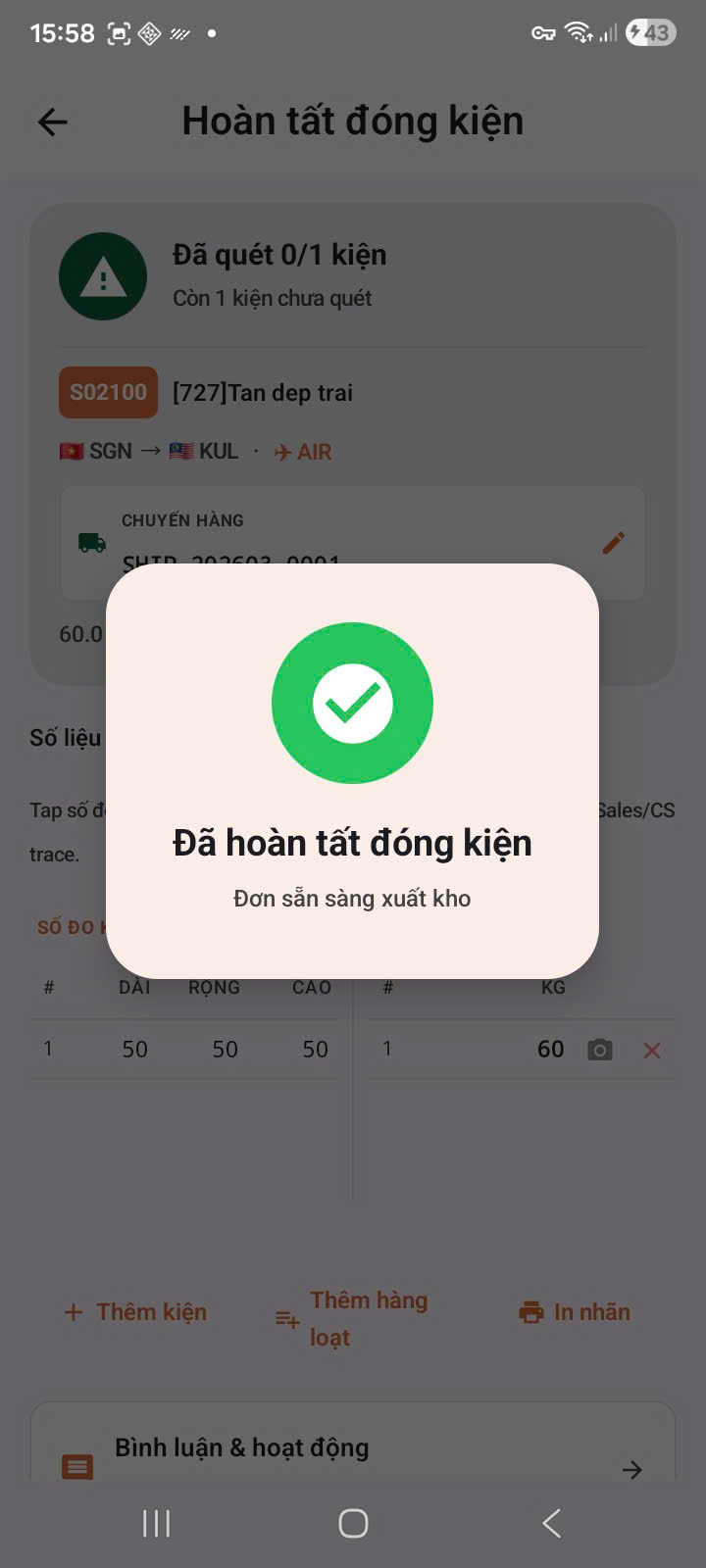 Hoàn tất đóng kiện banner xanh