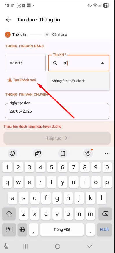 Tìm khách hàng không thấy