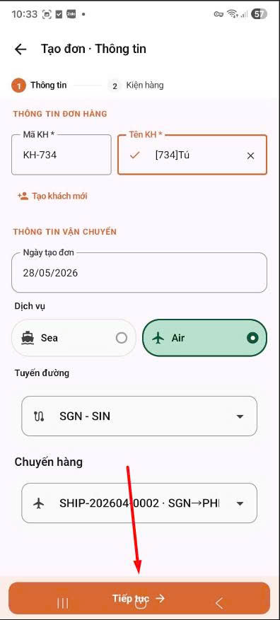 Form Thông tin hoàn chỉnh — Tiếp tục