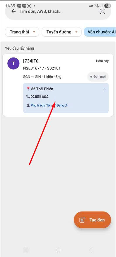 App — inbox claim Đang đi